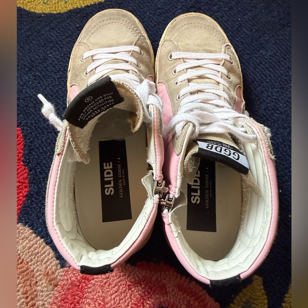 Golden Goose Slide Sneakers - Pink Leather Silver Glitter - Picture 12 of 14